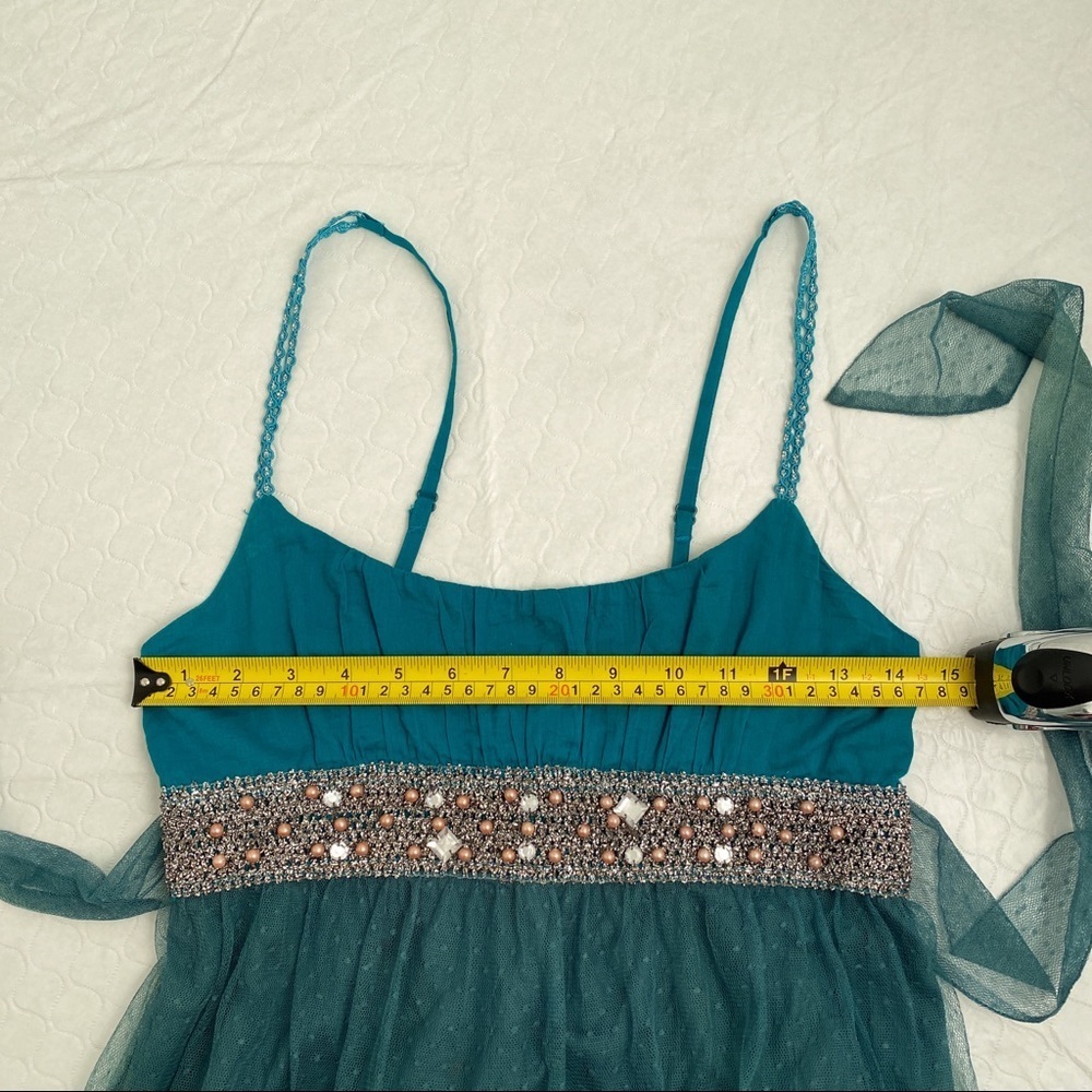 Free People Princess Voile teal babydoll empire waist dress 6 - Picture 8 of 12